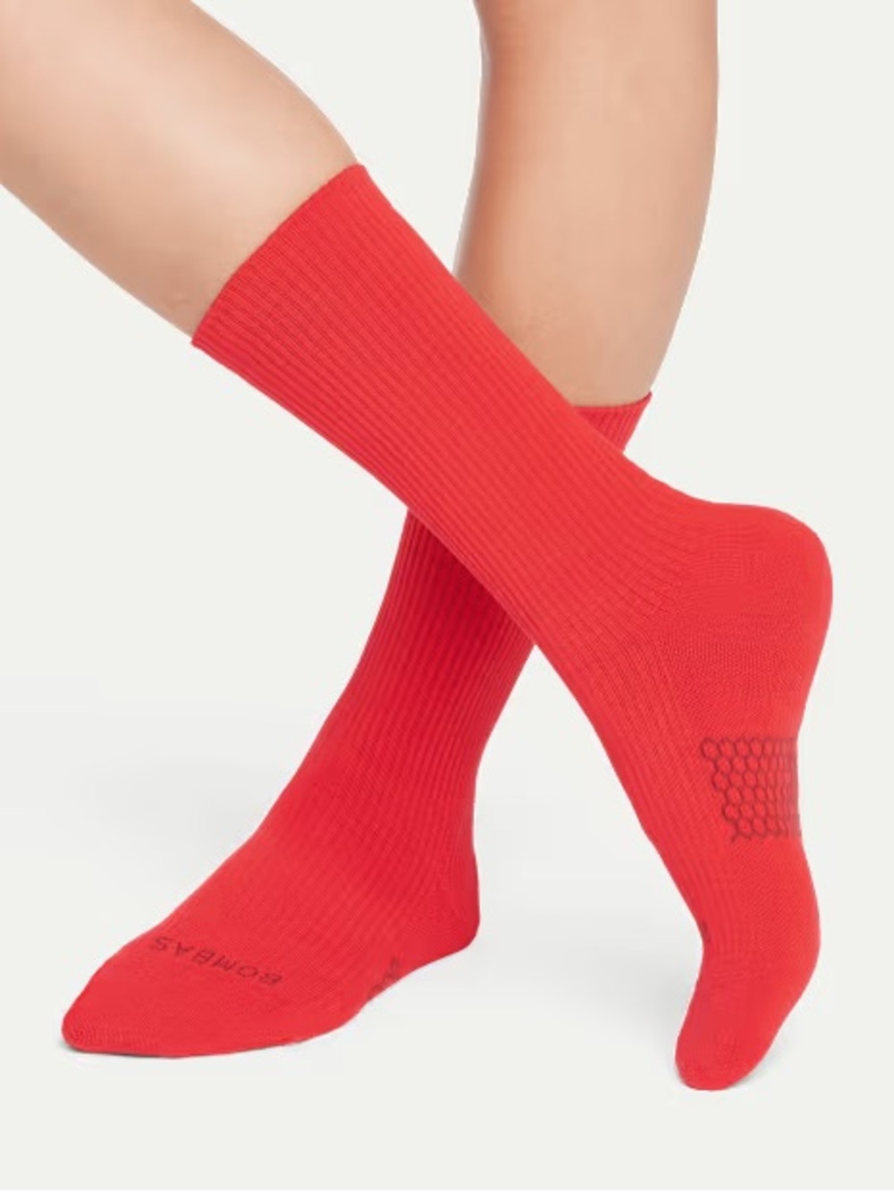 Bombas Women's Modern Rib Calf Sock (Red - Size L: 11-13) *New Without Tag